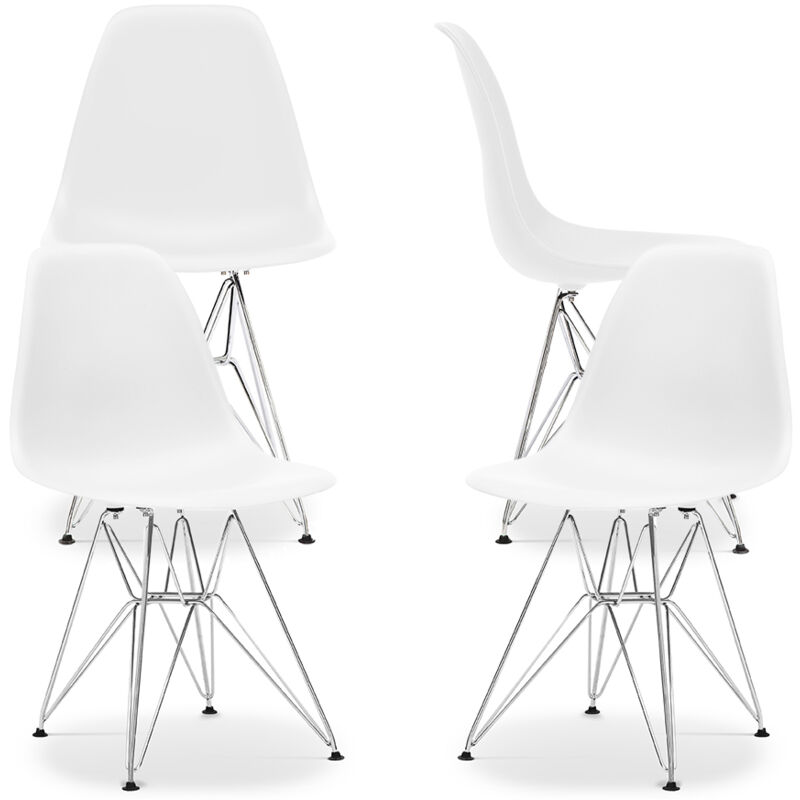 

Silla de comedor James Metal Estilo Escandinavo Diseño Premium Mate - Pack de 4 Blanco