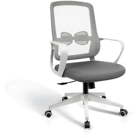 Silla despacho giratoria elevable acabado gris/blanco, 66m(ancho) 97/105cm(altura) 61cm(fondo)