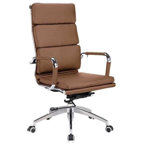 Silla despacho giratoria elevable piel sintetica en color marrón, 109-116 cm(alto)61 cm(ancho)69 cm(largo)