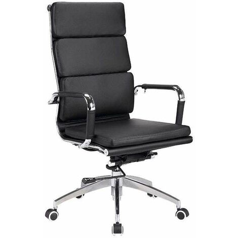 Silla despacho giratoria elevable piel sintetica en color negro, 109-116 cm(alto)61 cm(ancho)69 cm(largo)