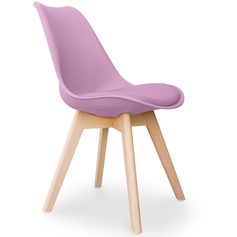 

Silla de comedor Denisse Estilo Escandinavo Diseño Premium con cojín Morado pastel