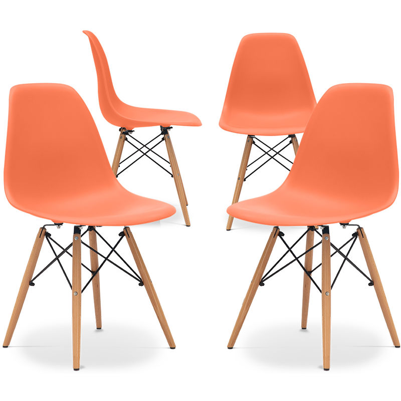 

Silla de comedor James Madera Estilo Sscandinavo Diseño Premium - Pack de 4 Naranja