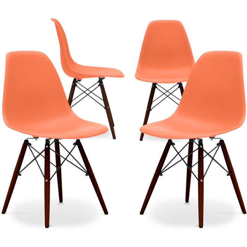 

Premium Silla James Madera Patas oscuras - Mate - Pack de 4 Naranja