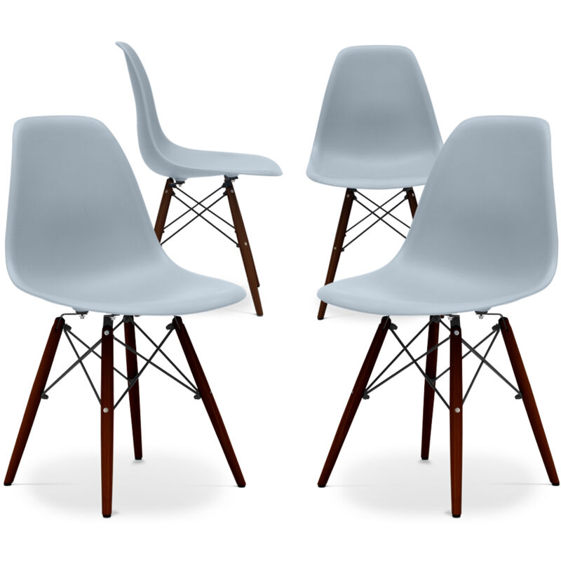 

Premium Silla James Madera Patas oscuras - Mate - Pack de 4 Gris claro