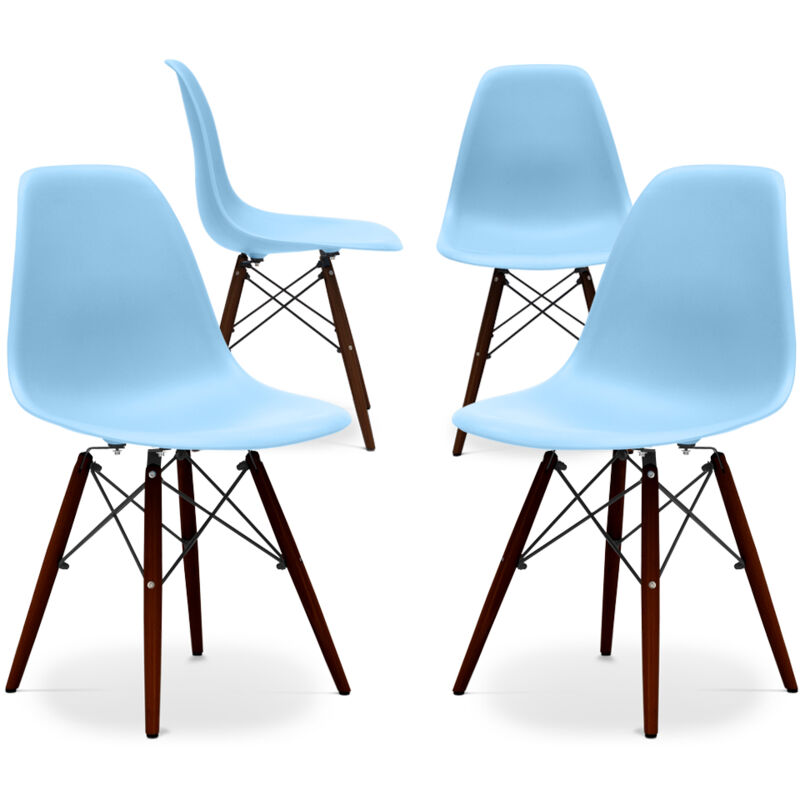

Premium Silla James Madera Patas oscuras - Mate - Pack de 4 Azul claro