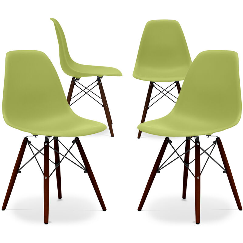 

Premium Silla James Madera Patas oscuras - Mate - Pack de 4 Verde oliva