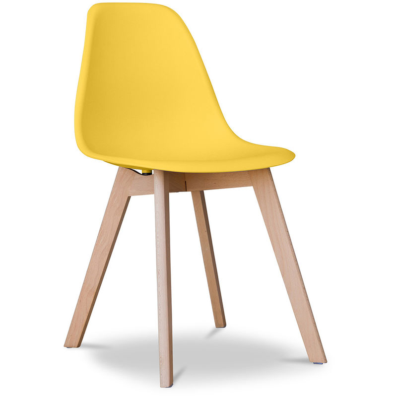 

Privatefloor - Silla de comedor Denisse Estilo Escandinavo Diseño Premium Amarillo Madera, PP