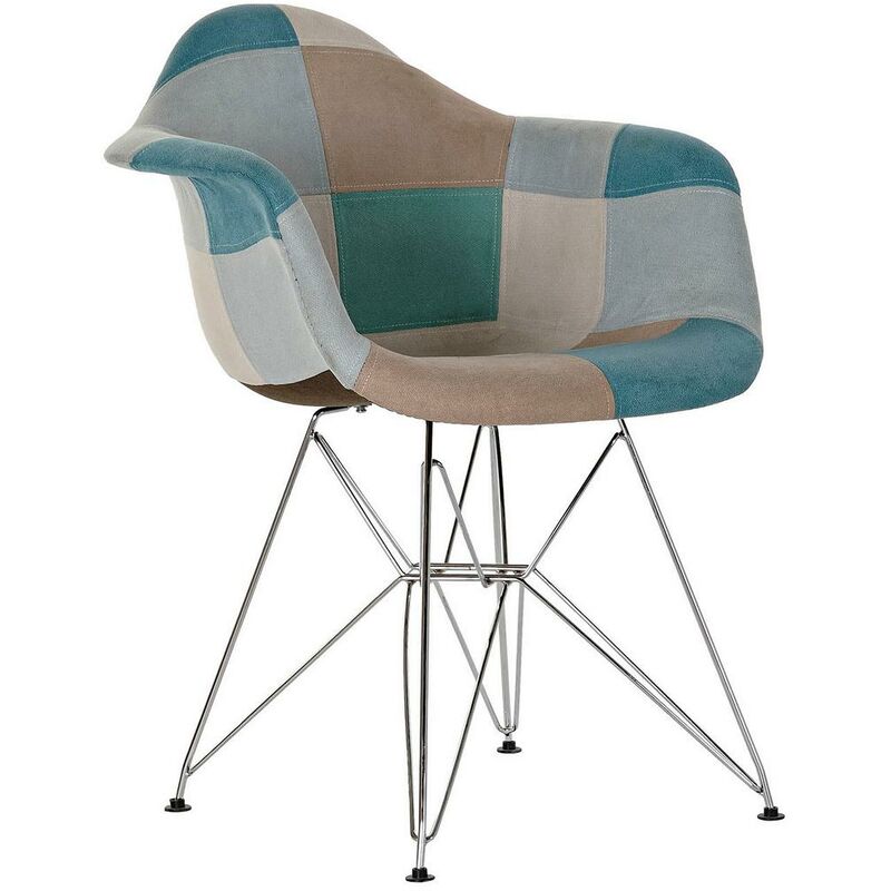 

Silla DKD Home Decor Patchwork Beige Poliéster Metal (63 x 61 x 83 cm)