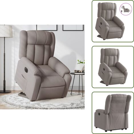 Silla eléctrica con elevación - vidaXL Sillón eléctrico reclinable elevable de tela gris taupe - Silla reclinable con motor