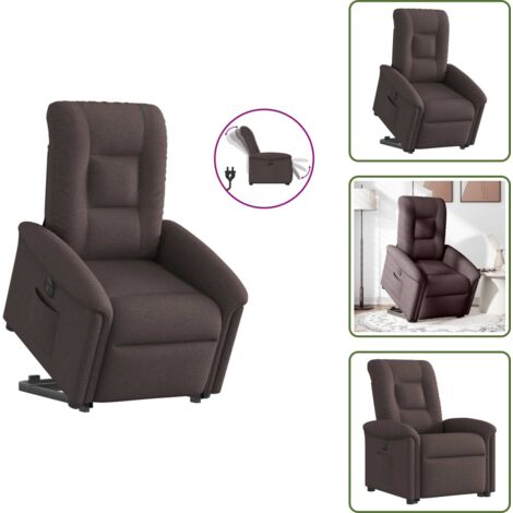 Silla eléctrica con elevación - vidaXL Sillón eléctrico reclinable elevable de tela marrón oscuro - Silla reclinable con motor