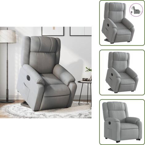 Silla eléctrica con motor - vidaXL Sillón eléctrico reclinable elevable de tela gris claro - Silla reclinable con respaldo automático