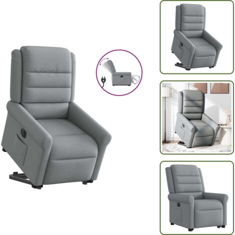 Silla eléctrica con motor - vidaXL Sillón eléctrico reclinable elevable de tela gris claro - Silla reclinable eléctrica