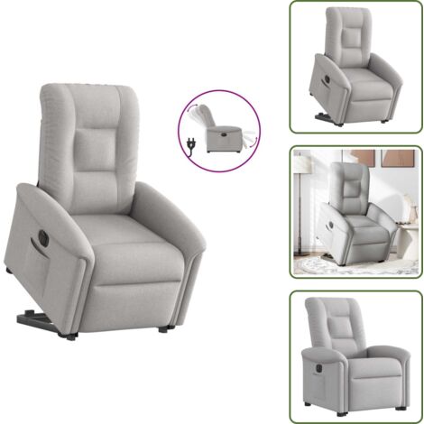 Silla eléctrica con motor - vidaXL Sillón eléctrico reclinable elevable de tela gris nube - Silla reclinable con respaldo automático