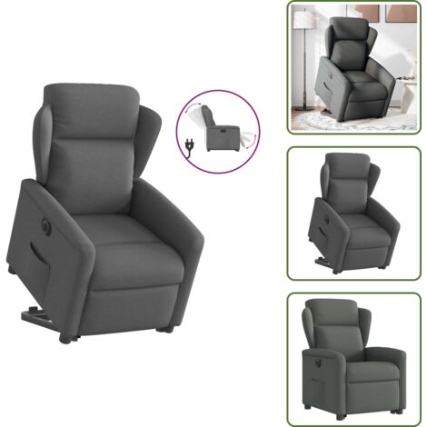 Silla eléctrica con motor - vidaXL Sillón eléctrico reclinable elevable de tela gris oscuro - Silla reclinable con elevación