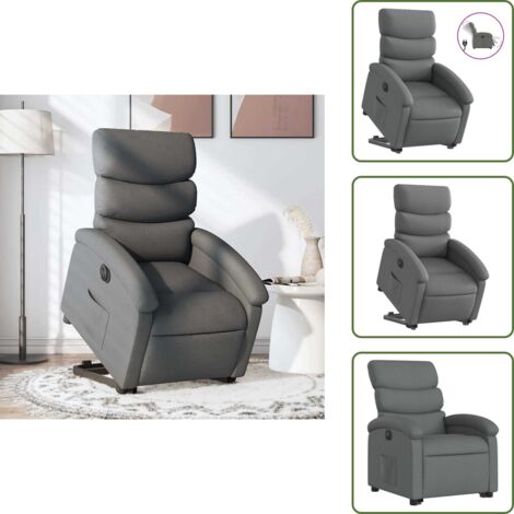 Silla eléctrica con motor - vidaXL Sillón eléctrico reclinable elevable de tela gris oscuro - Silla reclinable con respaldo automático