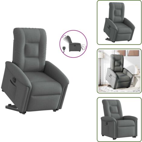 Silla eléctrica con motor - vidaXL Sillón eléctrico reclinable elevable de tela gris oscuro - Silla reclinable con respaldo eléctrico