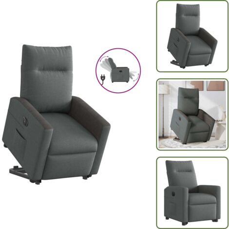 Silla eléctrica con motor - vidaXL Sillón eléctrico reclinable elevable de tela gris oscuro - Silla reclinable eléctrica