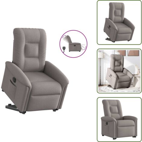Silla eléctrica con motor - vidaXL Sillón eléctrico reclinable elevable de tela gris taupe - Silla reclinable con elevación