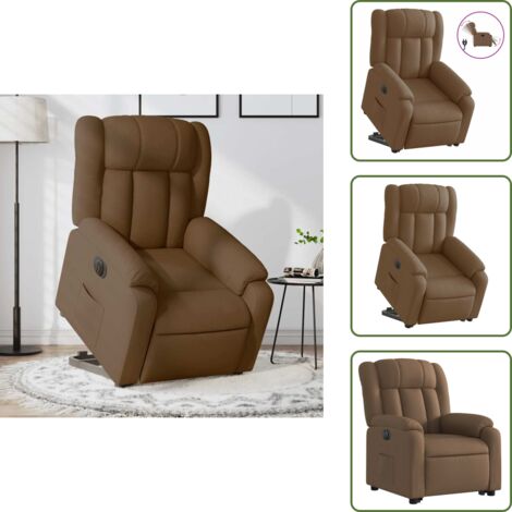 Silla eléctrica con motor - vidaXL Sillón eléctrico reclinable elevable de tela marrón - Silla reclinable con elevación