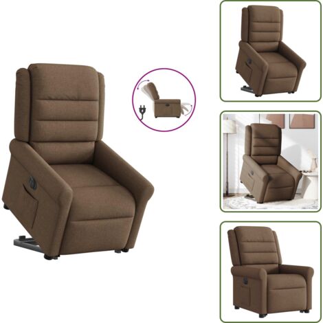 Silla eléctrica con motor - vidaXL Sillón eléctrico reclinable elevable de tela marrón - Silla reclinable con elevación
