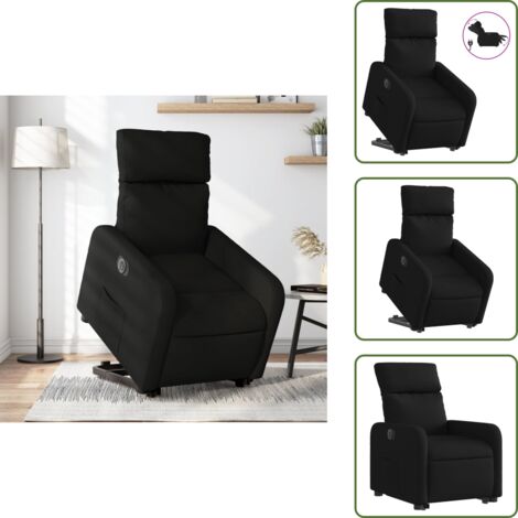 Silla eléctrica con motor - vidaXL Sillón eléctrico reclinable elevable de tela negro - Silla reclinable con elevación