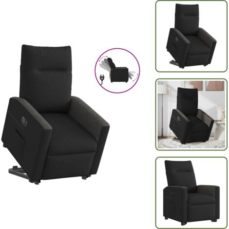 Silla eléctrica con motor - vidaXL Sillón eléctrico reclinable elevable de tela negro - Silla reclinable con elevación