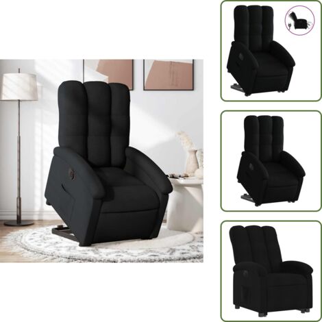 Silla eléctrica con motor - vidaXL Sillón eléctrico reclinable elevable de tela negro - Silla reclinable con elevación