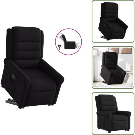 Silla eléctrica con motor - vidaXL Sillón eléctrico reclinable elevable de tela negro - Silla reclinable con elevación
