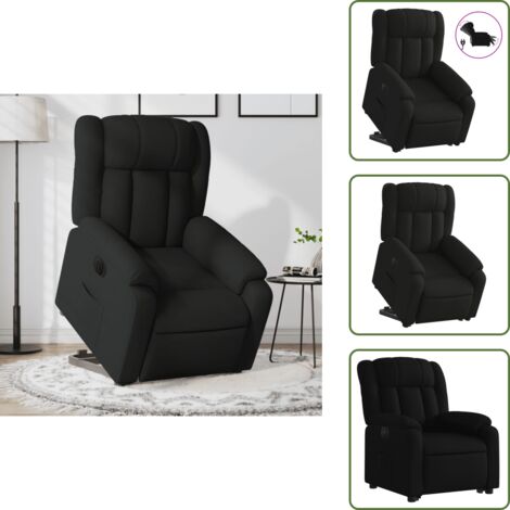 Silla eléctrica con motor - vidaXL Sillón eléctrico reclinable elevable de tela negro - Silla reclinable con elevación