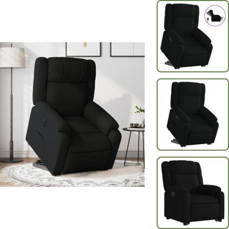 Silla eléctrica con motor - vidaXL Sillón eléctrico reclinable elevable de tela negro - Silla reclinable con respaldo automático