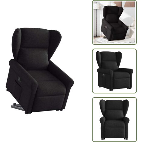 Silla eléctrica con motor - vidaXL Sillón eléctrico reclinable elevable de tela negro - Silla reclinable con respaldo automático