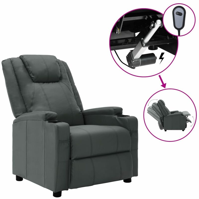 

Silla eléctrica reclinable cuero sintética gris antracita