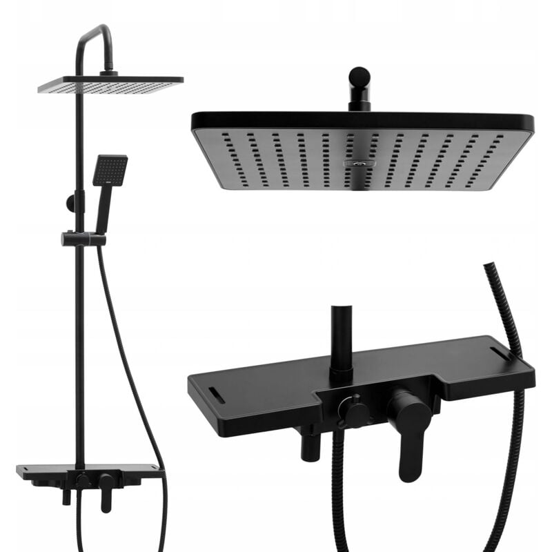 Silla Élégant Colonne de Douche avec Mitigeur Réglable en Hauteur Système de Douche, Noir