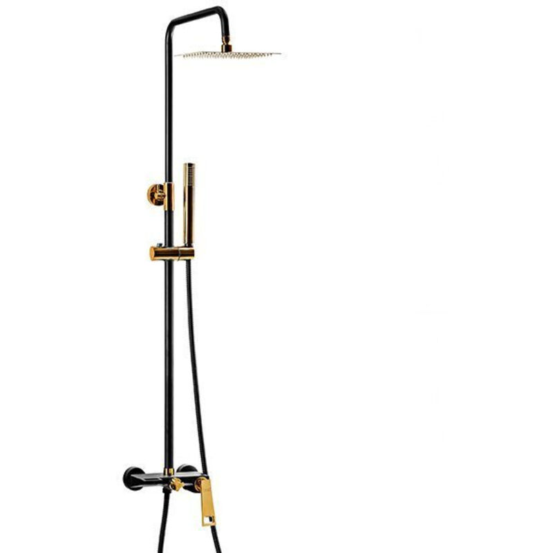 Silla Élégant Colonne de Douche avec Mitigeur Réglable en Hauteur Système de Douche, Noir / Doré