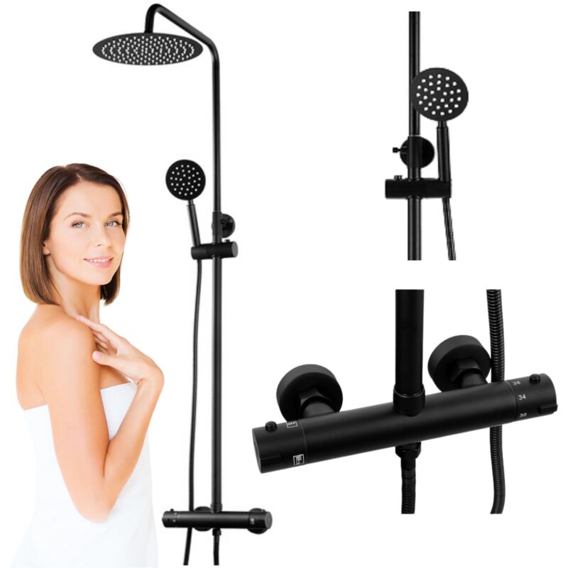 Silla Élégant Colonne de Douche avec Mitigeur Réglable en Hauteur Système de Douche termostatique, n