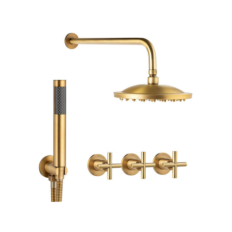 Desconocido - Silla Élégant Colonne de Douche en Laiton Encastrée, Ensemble de Douche Mécanique, Ancien doré