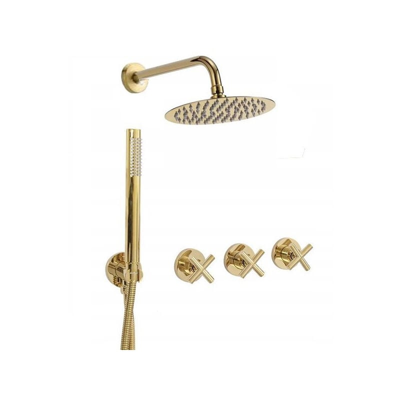 Desconocido - Silla Élégant Colonne de Douche en Laiton Encastrée, Ensemble de Douche Mécanique, Doré