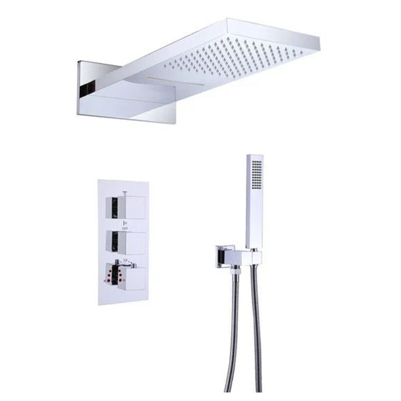 Silla Élégant Colonne de Douche Thermostatique en Laiton Encastrée, Ensemble de Douche Mécanique, Ch