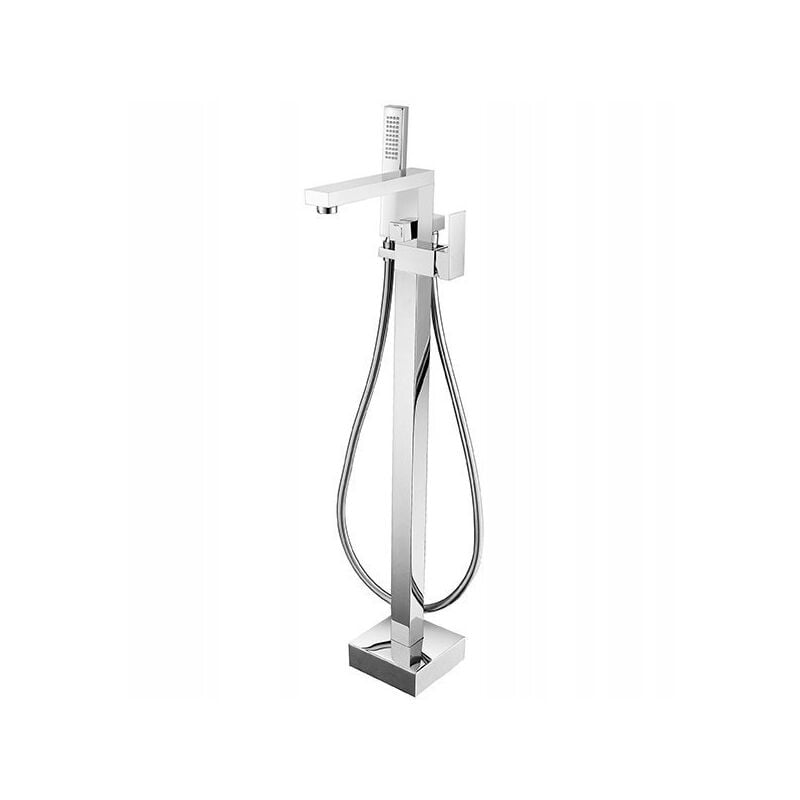 Silla élégant Robinet de Baignoire sur pied avec inverseur et bec rotatif avec douchette et flexible