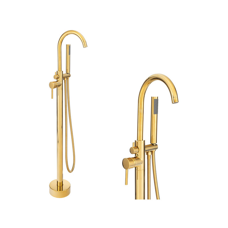 Silla élégant Robinet de Baignoire sur pied avec inverseur et bec rotatif, Doré