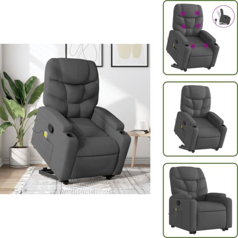 Silla elevable - vidaXL Silla de masaje reclinable de pie de tela gris oscuro - Silla para personas mayores