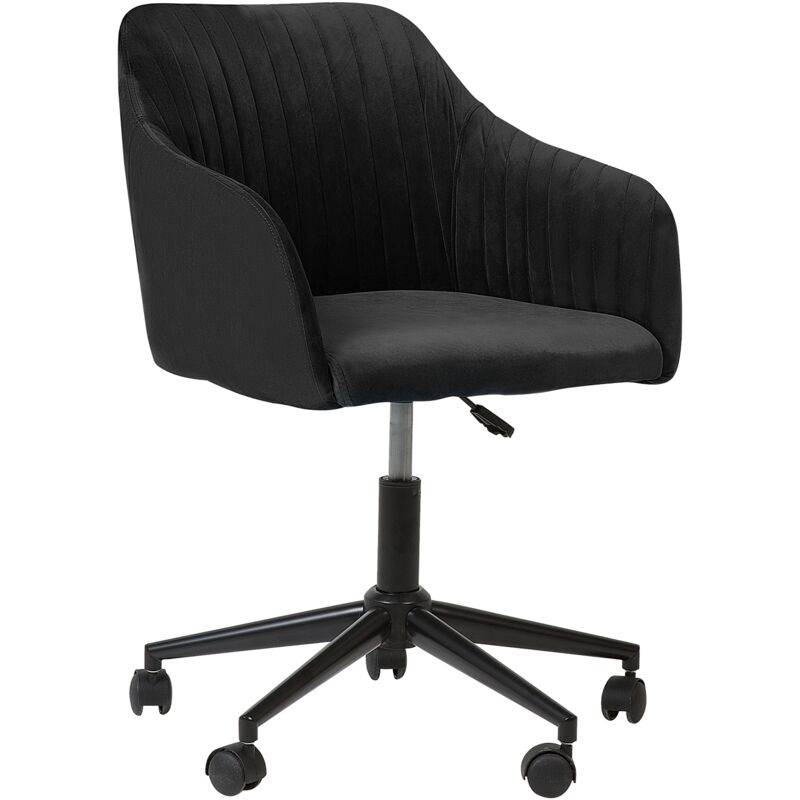 

Beliani - Silla de oficina de terciopelo negro VENICE