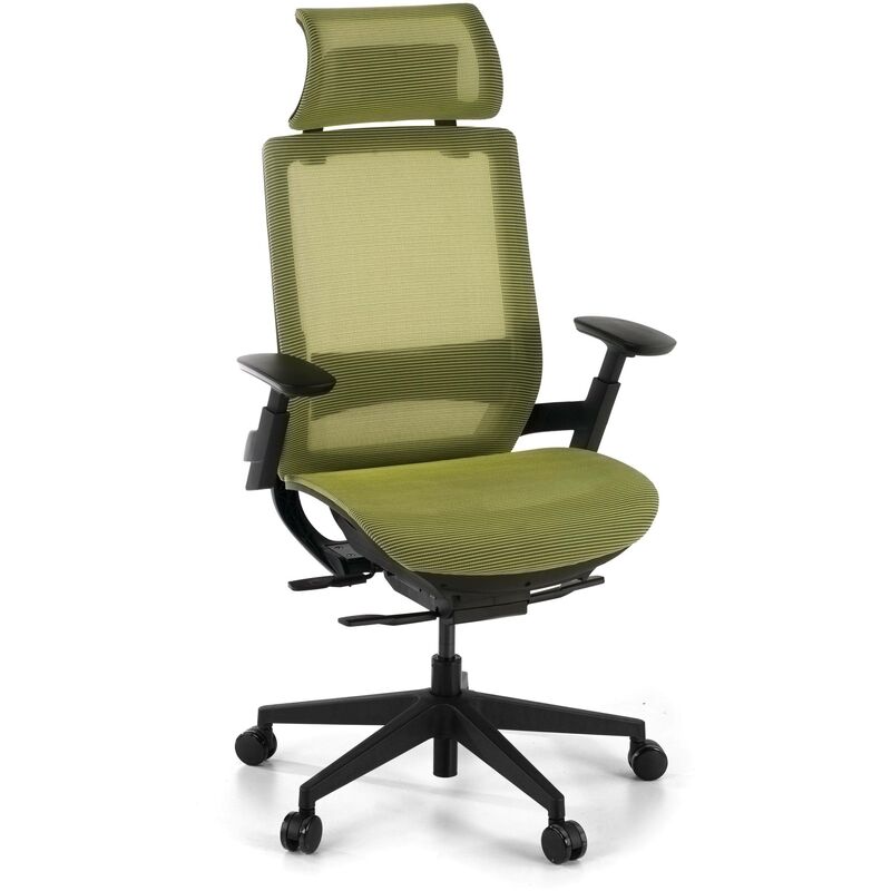 

Silla ergonomica Goliath,con reposacabezas, sincro, red verde - verde