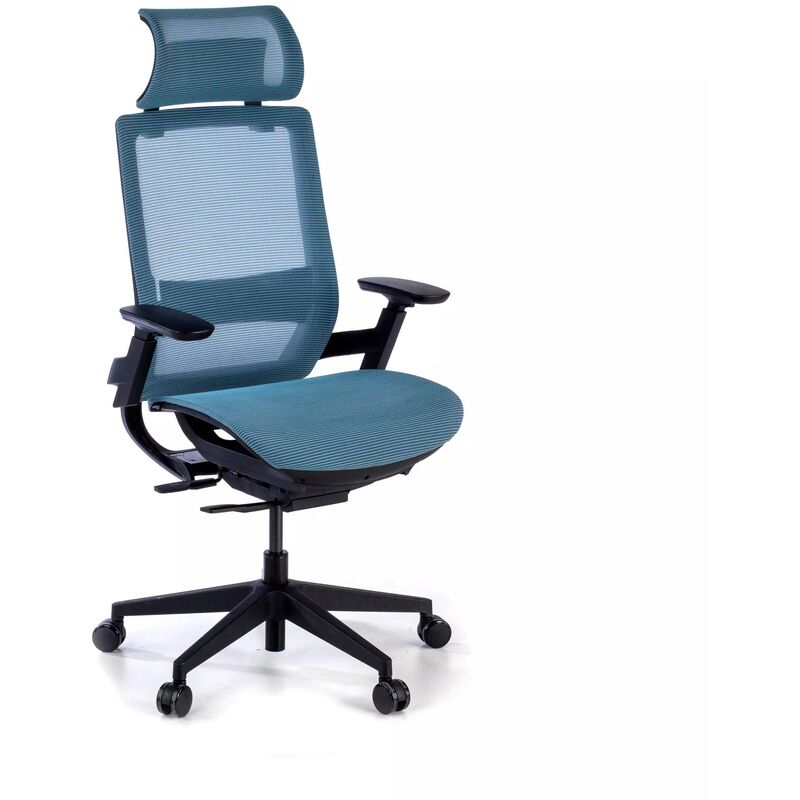

Silla ergonomica Goliath,con reposacabezas, sincro, red azul - azul