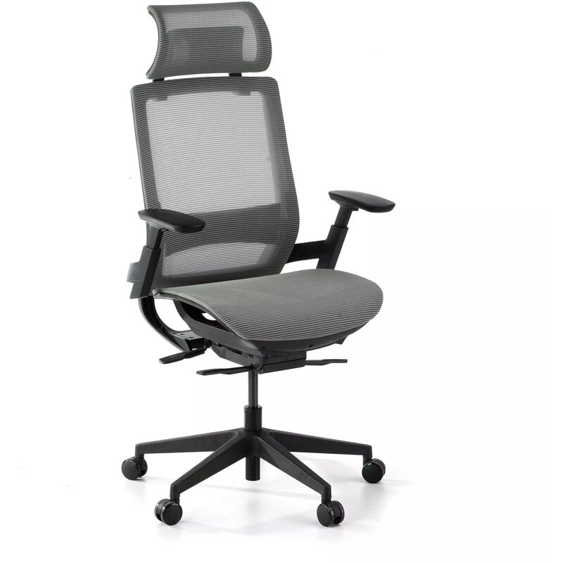 

Silla ergonomica Goliath,con reposacabezas, sincro, red gris - gris