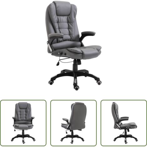 Silla ergonómica -  Silla de oficina de cuero sintético gris antracita