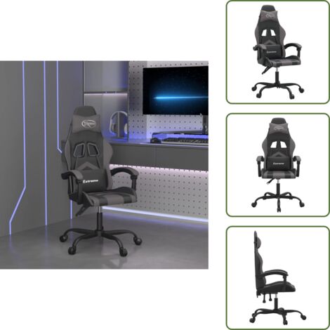 Silla ergonómica - vidaXL Silla gaming cuero sintético negro y gris - Silla de oficina