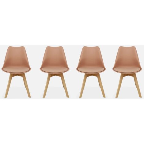 Silla escandinava con patas de madera de haya, set de 4