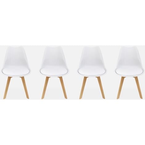 SWEEEK Silla escandinava con patas de madera de haya, set de 4