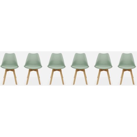 Silla escandinava con patas de madera de haya, set de 6